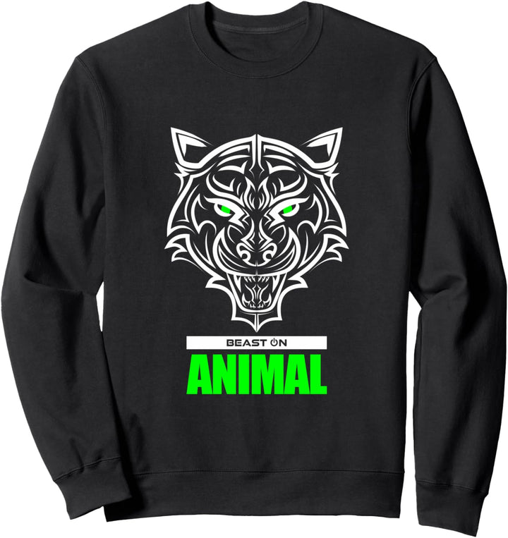 Tiger Kopf Grün Animal Gains Gym Workout Fitness Training Sweatshirt