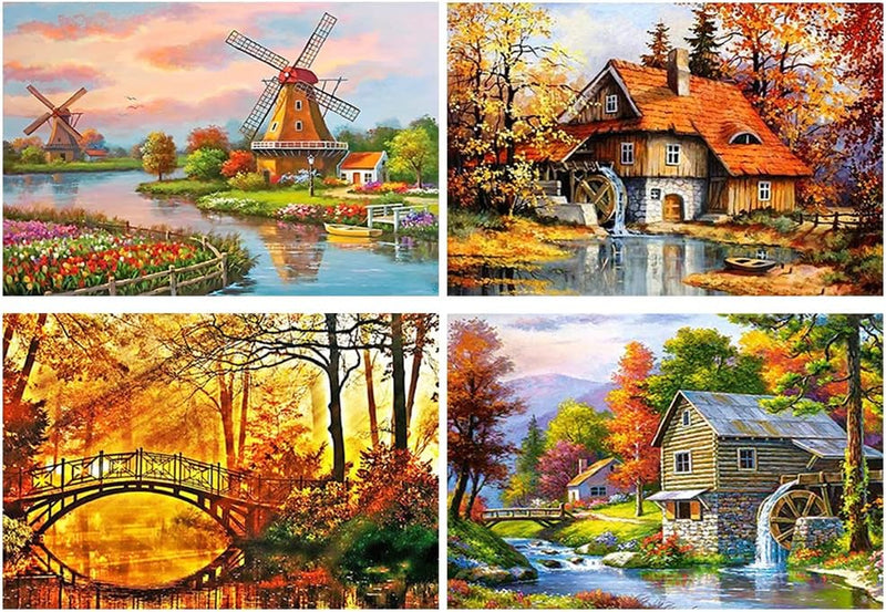 5D DIY Diamond Painting 4er Set 40x50 cm Diamond Painting Landschaften und Natur Diamant Malerei kit