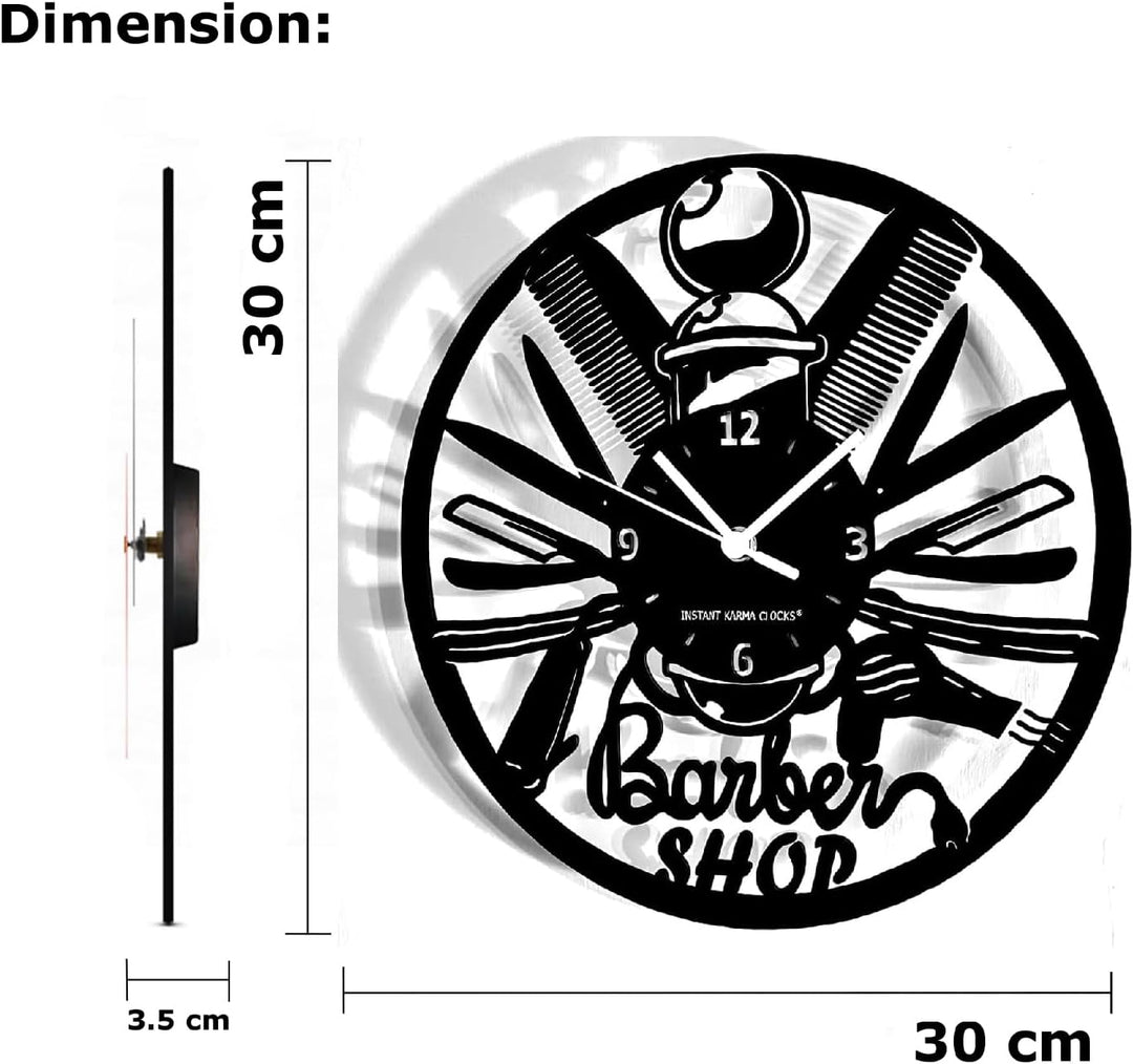 Instant Karma Clocks Barber Shop Wanduhr Friseur Friseursalon Geschenkidee Schönheitssalon, Holz, Sc