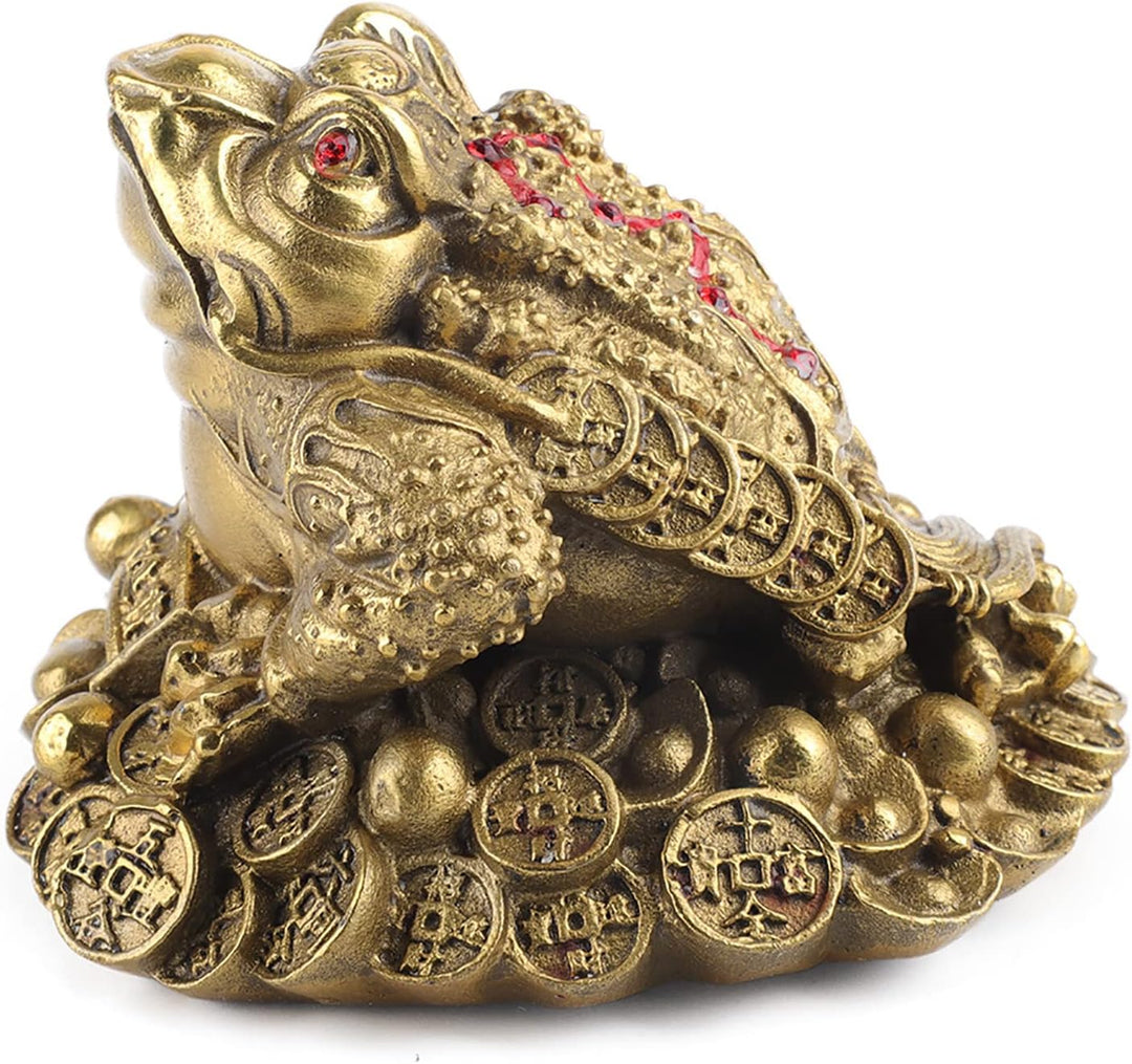Zerodis Chinesische Feng Shui Frösche Messing Goldene Kröten Dreibeinige Statue Geldfrösche Reichtum