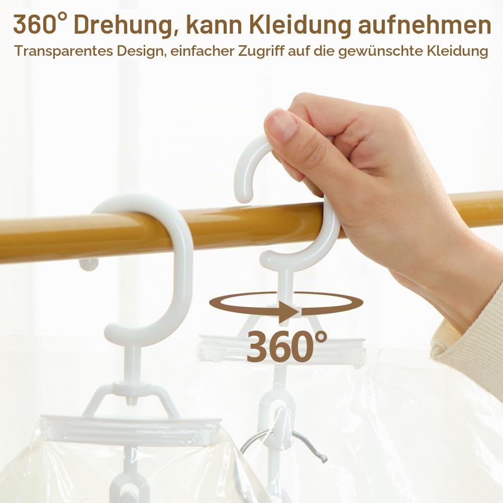 Hängende Vakuumbeutel für Kleidung, 5 Stück Vakuumbeutel zum Aufhängen mit Staubsauger Handpumpe Pla