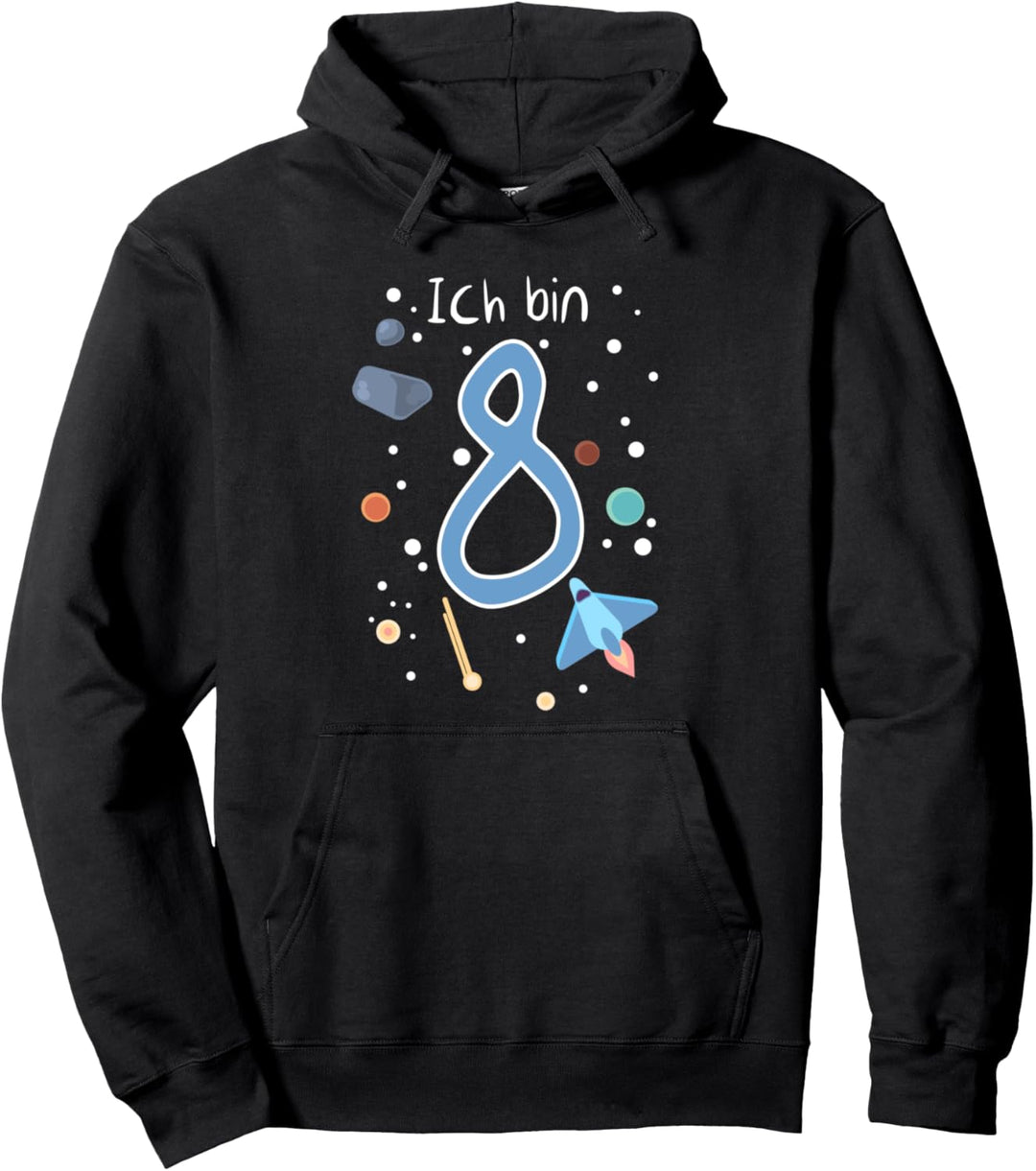 Ich Bin 8 - Weltraum - 8. Geburtstag Geschenk Jungen Pullover Hoodie