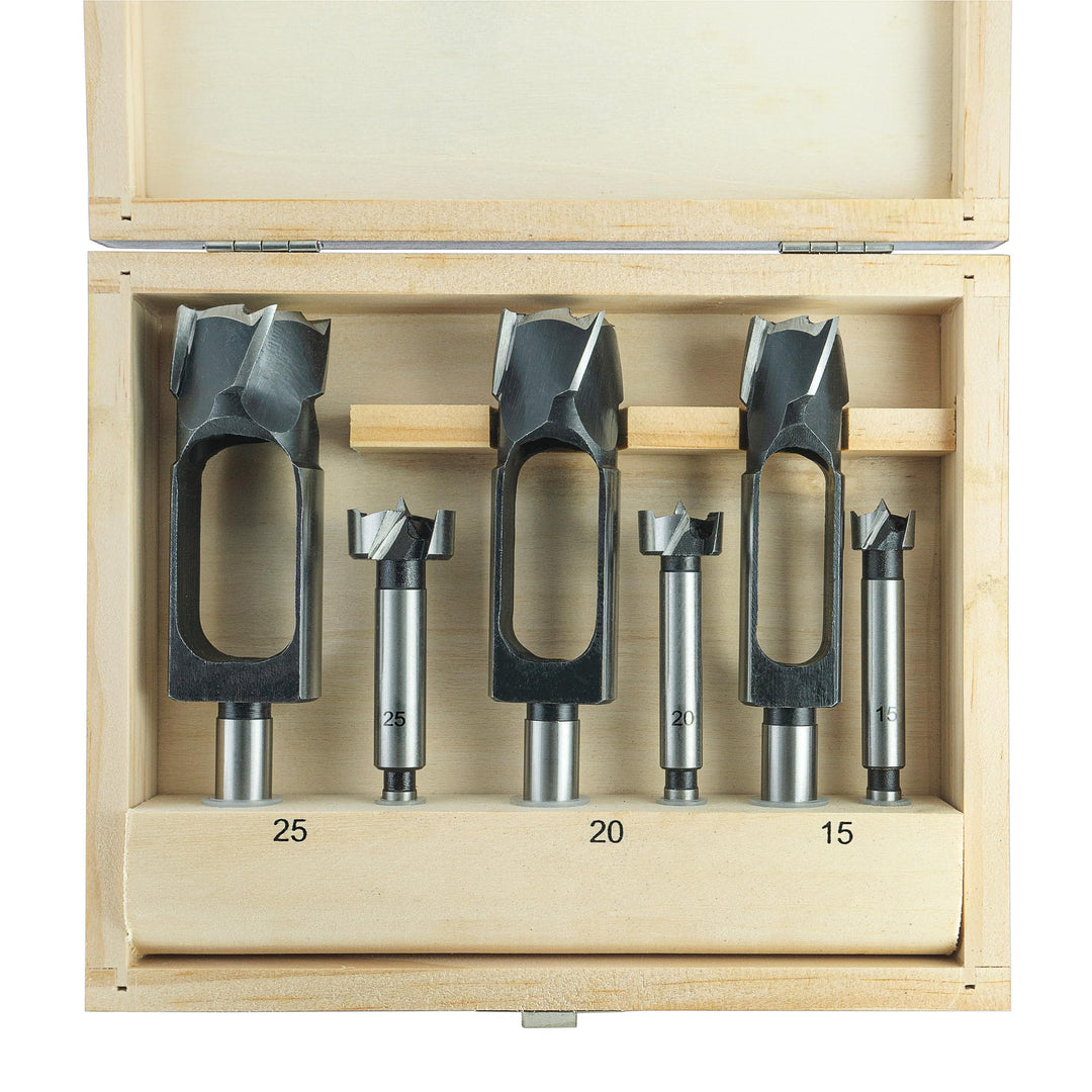 ENT 09151 6-tlg. Zapfenschneider und Forstnerbohrer Set WS - Ø 15-20-25 mm - für Verbinder, Dübel un