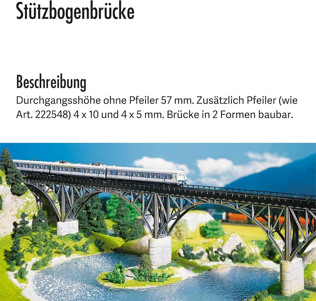 FALLER Stützbogenbrücke Modellbausatz mit 60 Einzelteilen 400 x 32 x 105mm I Modelleisenbahn Zubehör