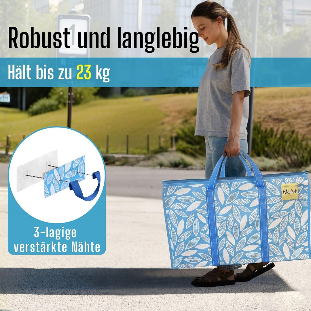 VENO 102 Liter Grosse Aufbewahrungstasche, Aufbewahrungsbox, Starke Griffe Umzugstaschen mit Reissve