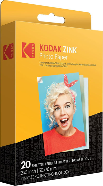 Kodak Step Slim Mobiler Sofortbild-Fotodrucker – Kit: 20 Packung Zinkpapier, Etui