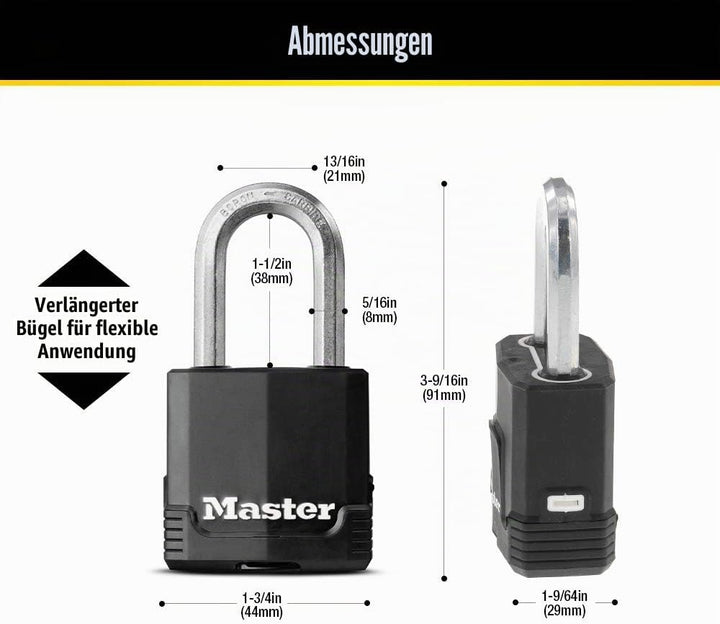 Master Lock Schlüsselschloss für den Aussenbereich, robustes wetterfestes Vorhängeschloss mit Abdeck
