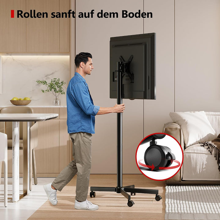 AOKCOS TV Ständer Rollbar, Fernsehständer auf Rollen für 19-42 Zoll Fernseher, TV Bodenständer Höhen