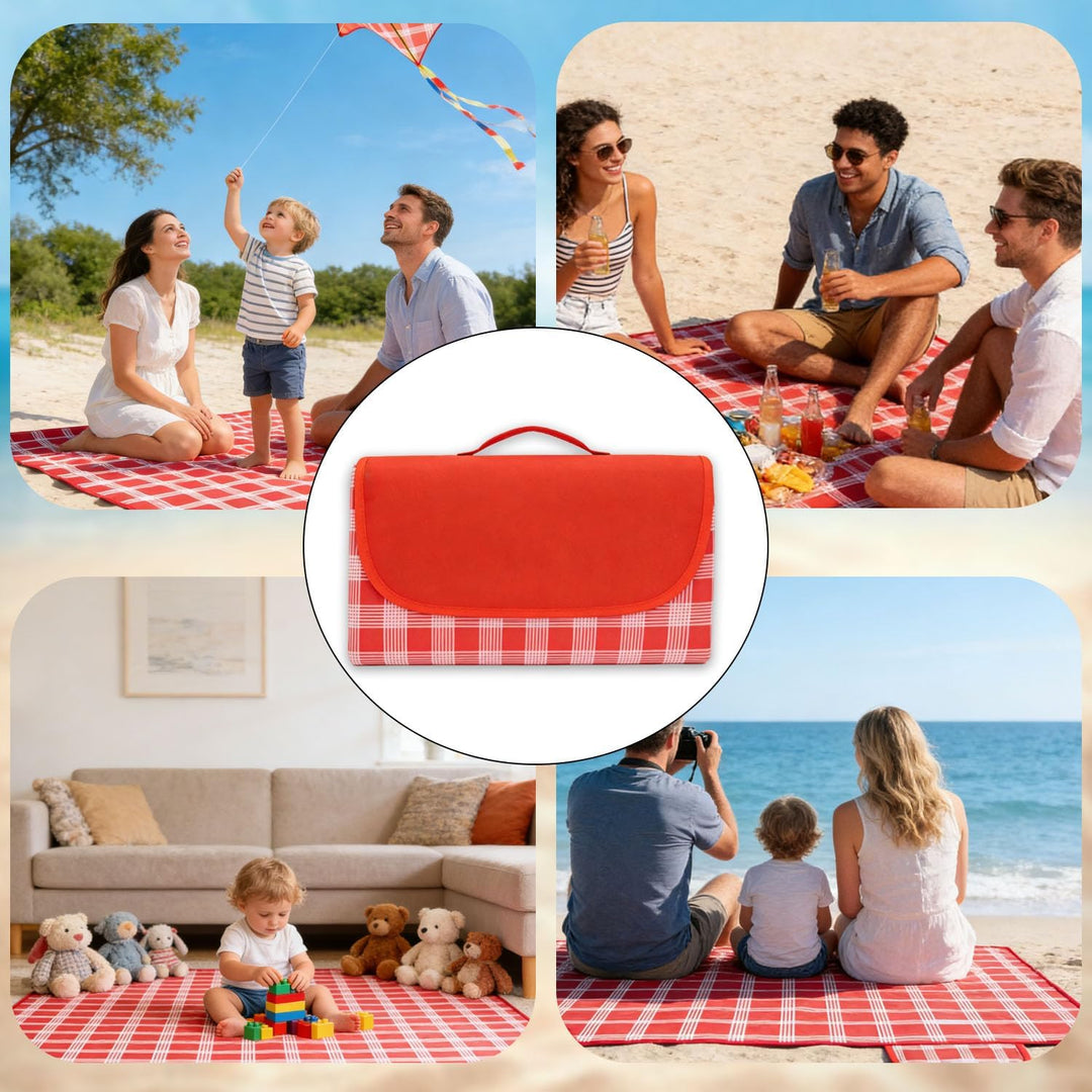 Picknickdecke Wasserdicht, 200x200 cm Piknik decke gross, Strandmatte mit Tragegriff Wasserdicht San
