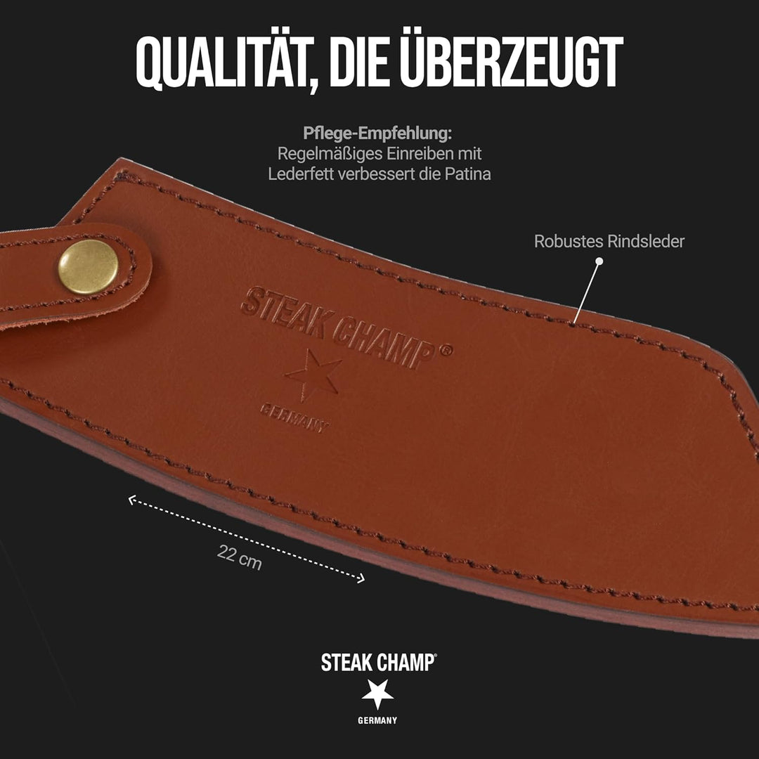 Steak Champ Leder Holster für BBQ Pro Kochmesser: Messertasche aus hochwertigem Leder, zum Befestige