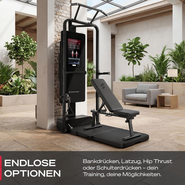 Sportstech Hantelbank verstellbar, Multifunktion Training Fitnessbank, kompatibel mit sGym Pro, 220