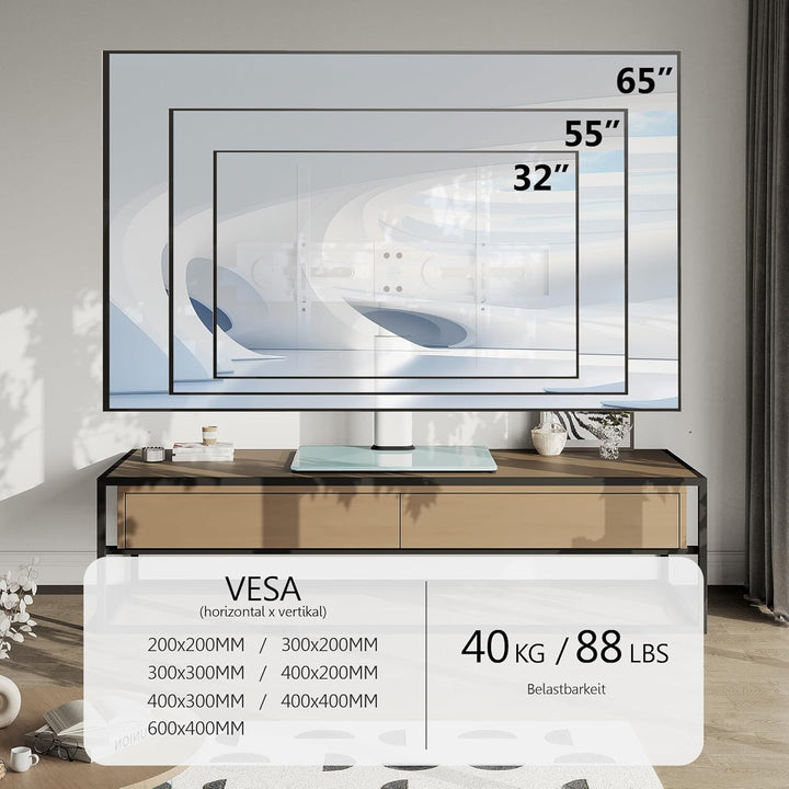FITUEYES TV Standfuss TV Ständer Fernsehstand für 32 bis 65 Zoll Fernseher höhenverstellbar drehbar