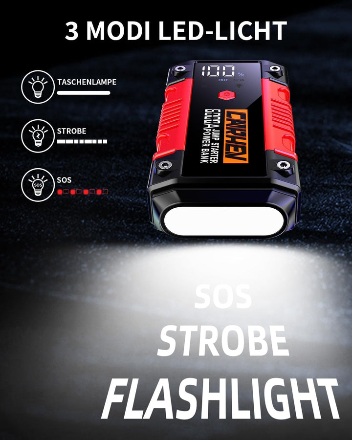 Starthilfe Powerbank für pkw, 6000A Spitzenstrom Auto Starthilfe Powerbank, 12V Starter Powerbank(Bi