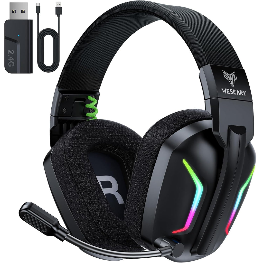 WG1 Bluetooth Headset, 2,4G Gaming Headset Wireless mit Mikrofon für PS5, PS4, PC, Mac, Faltbarer Su