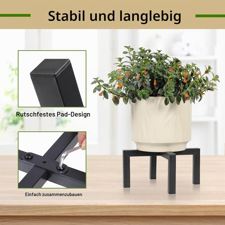 Pflanzenständer für drinnen und draussen, robuster Metall-Blumentopfhalter, Mitte des Jahrhunderts,