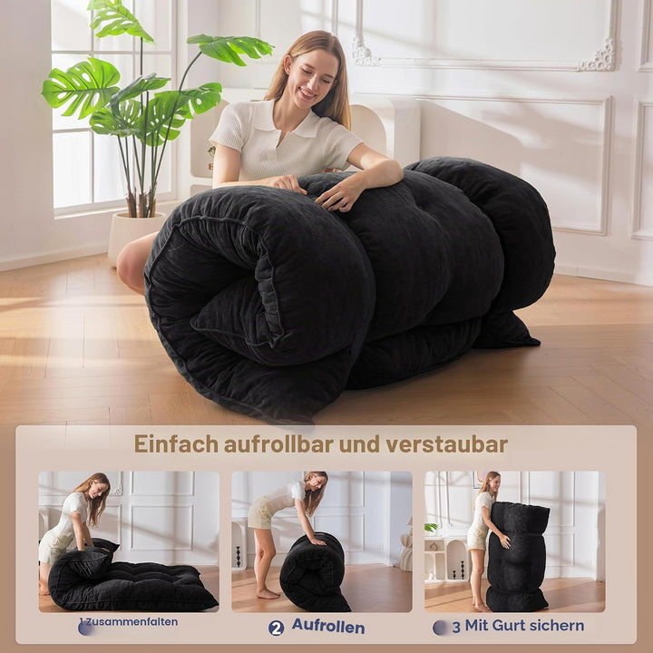 MAXYOYO Futon Matratze, Chenille-Stoff, 15cm Dick Bodenmatratze Verwendbar als Schlafsofa, Geknöpft