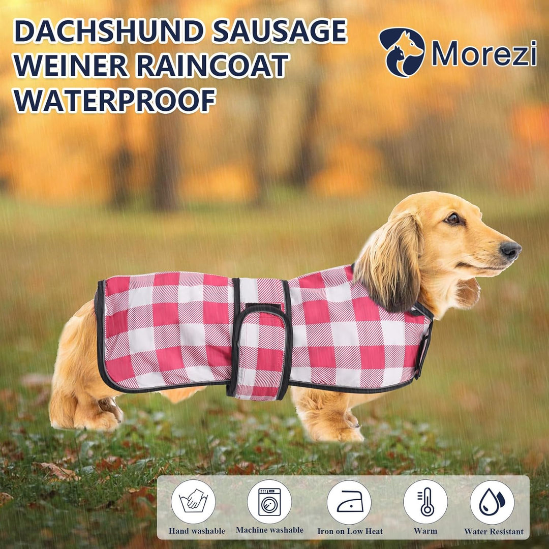 MOREZI Hunderegenmantel mit Reflexstreifen, Regen-/wasserdicht, verstellbare Weste, geeignet für kle