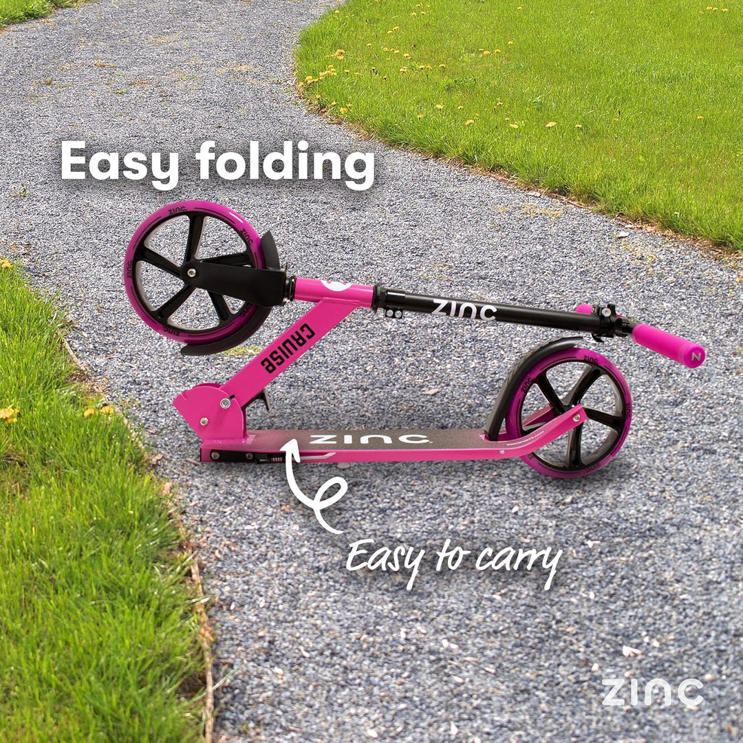 Zinc Kids Scooter - Big Wheel Kickscooter für Kinder ab 6 Jahren, Faltbarer 2-Rad-Roller mit 200 mm