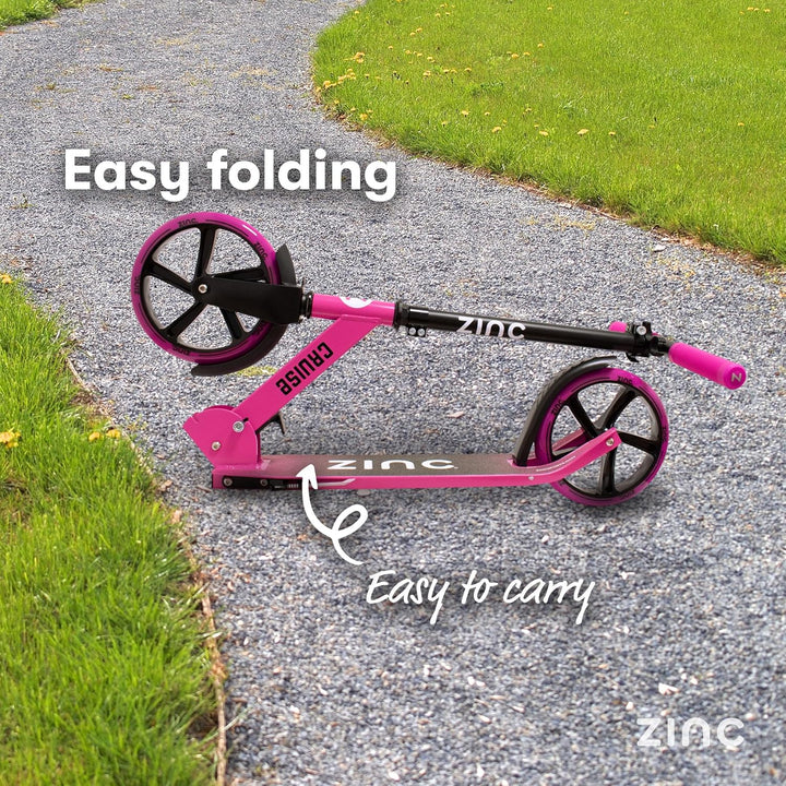 Zinc Kids Scooter - Big Wheel Kickscooter für Kinder ab 6 Jahren, Faltbarer 2-Rad-Roller mit 200 mm