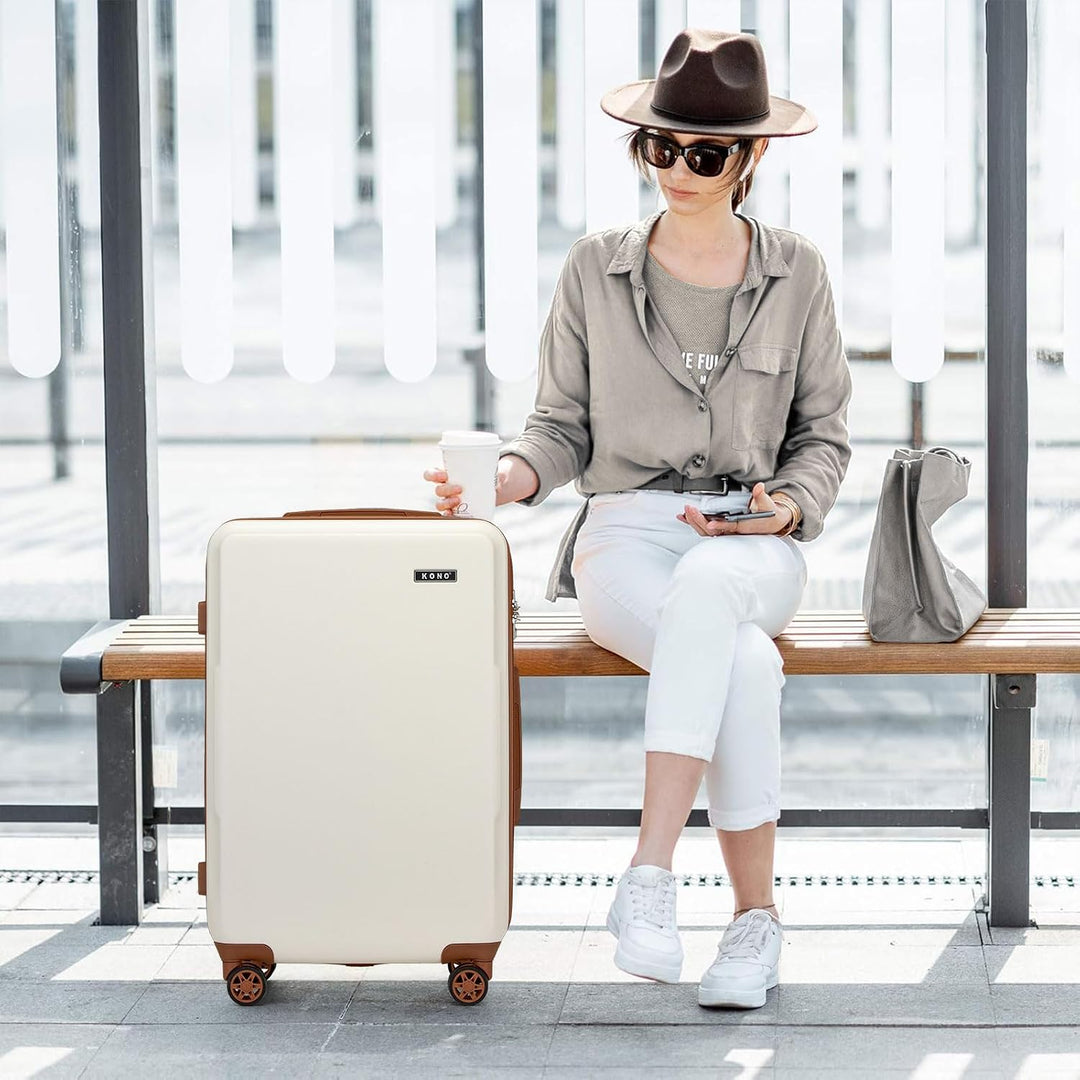 KONO Kofferset 3 Teilig Hartschale Leicht ABS+PC Koffer Handgepäck/Mittelgross/Gross Reisekofferset
