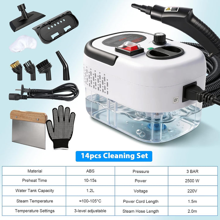Dampfreiniger Handgerät Tragbarer, 1.2L Wassertank Steam Cleaner 3 Stufen