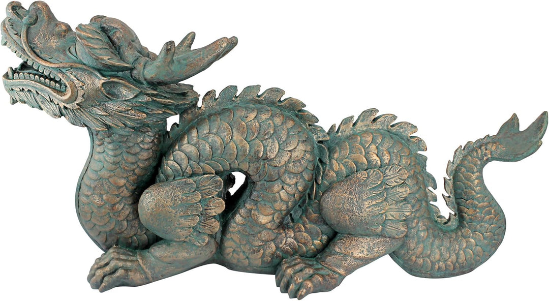 Design Toscano AL25253 Wandskulptur Asiatischer Drache der Grossen Mauer: Gross, Harz, grün, 23 x 75