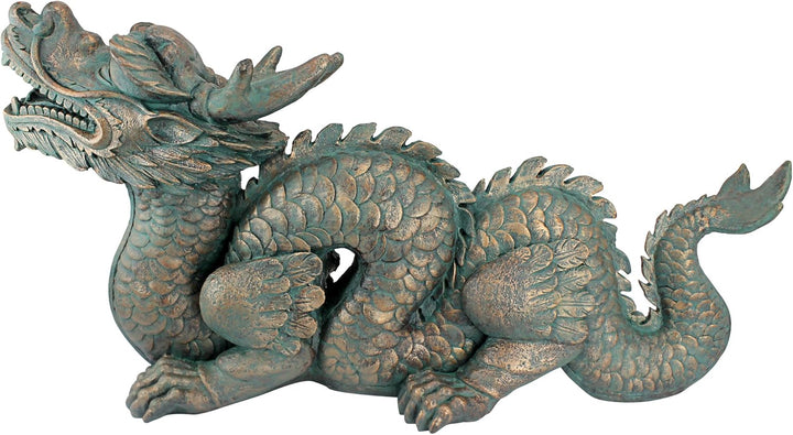 Design Toscano AL25253 Wandskulptur Asiatischer Drache der Grossen Mauer: Gross, Harz, grün, 23 x 75