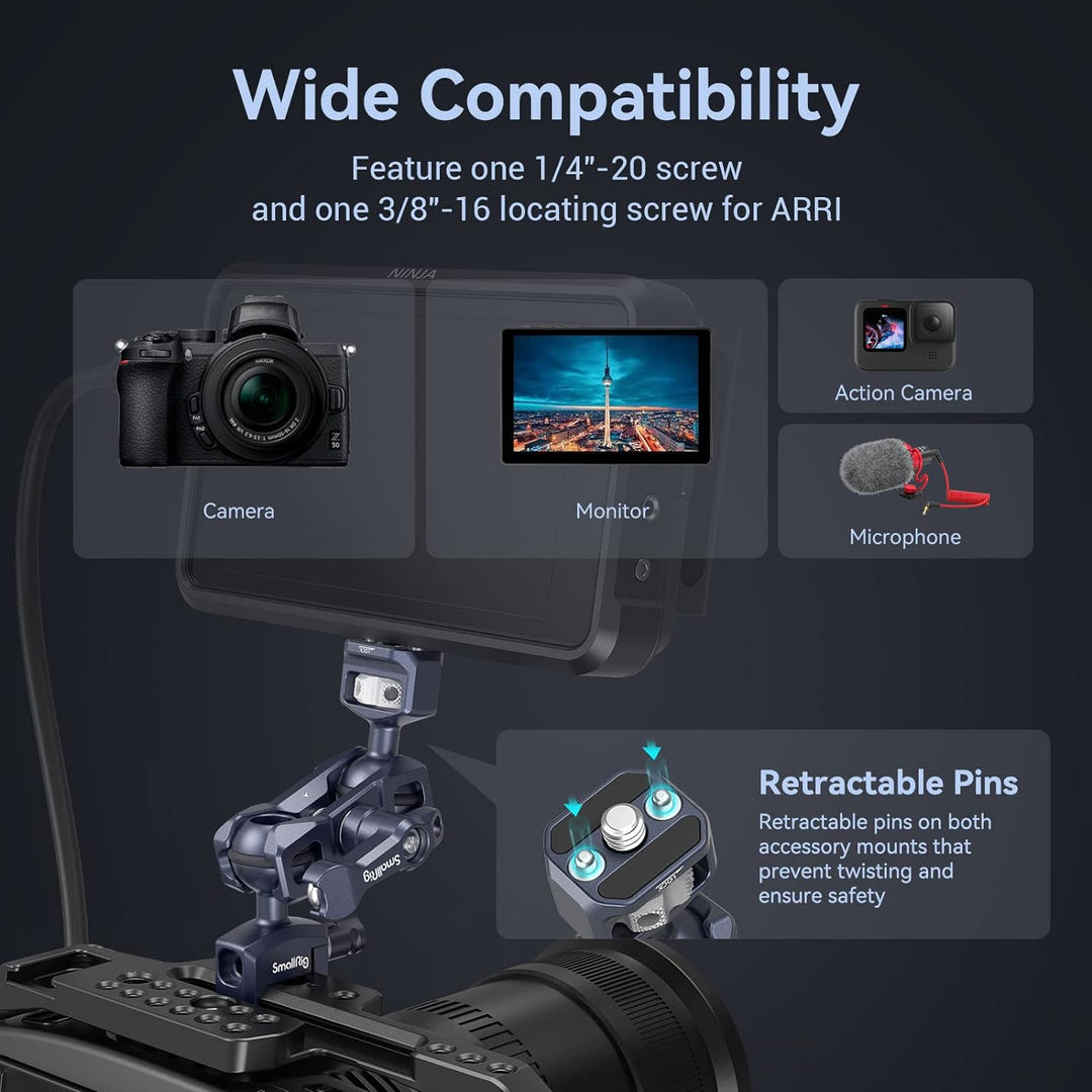 SmallRig Articulating Magic Arm mit NATO-Klemme und 1/4"-20 Schraube (mit einziehbaren Stiften), 360