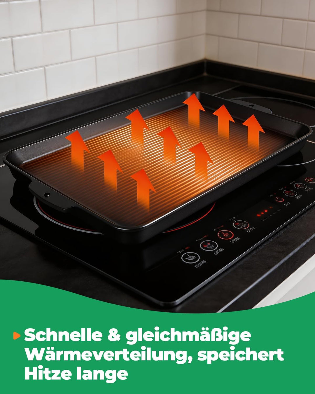 WELL GRILL Platte Ersatzteile Teppanyaki Grillplatte 49x29cm 49x29cm für Herd, 49x29cm für Herd