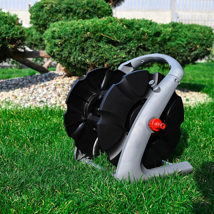 LEHMANN Schlauchtrommel für Gartenschlauch max. 20 m - Schlauchaufroller für 1/2" Schlauch - ohne Sc