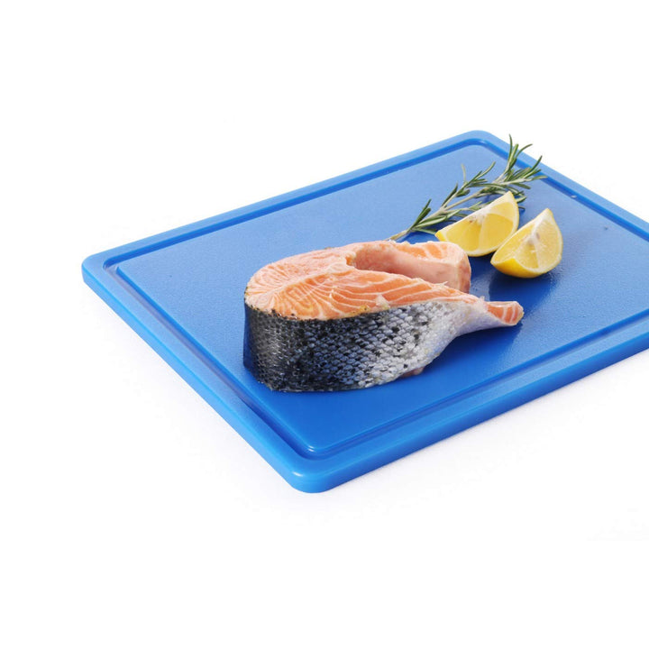 HENDI Schneidbretter, HACCP, Beidseitig nutzbar, für Fisch, 600x400x(H)18mm, HDPE 500 Kunststoff, bl