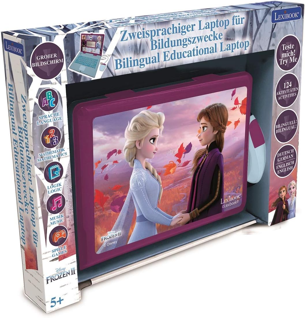 Lexibook JC598FZi3 Disney Frozen 2-Zweisprachiger Laptop für Bildungszwecke Englisch und Deutsch, 12