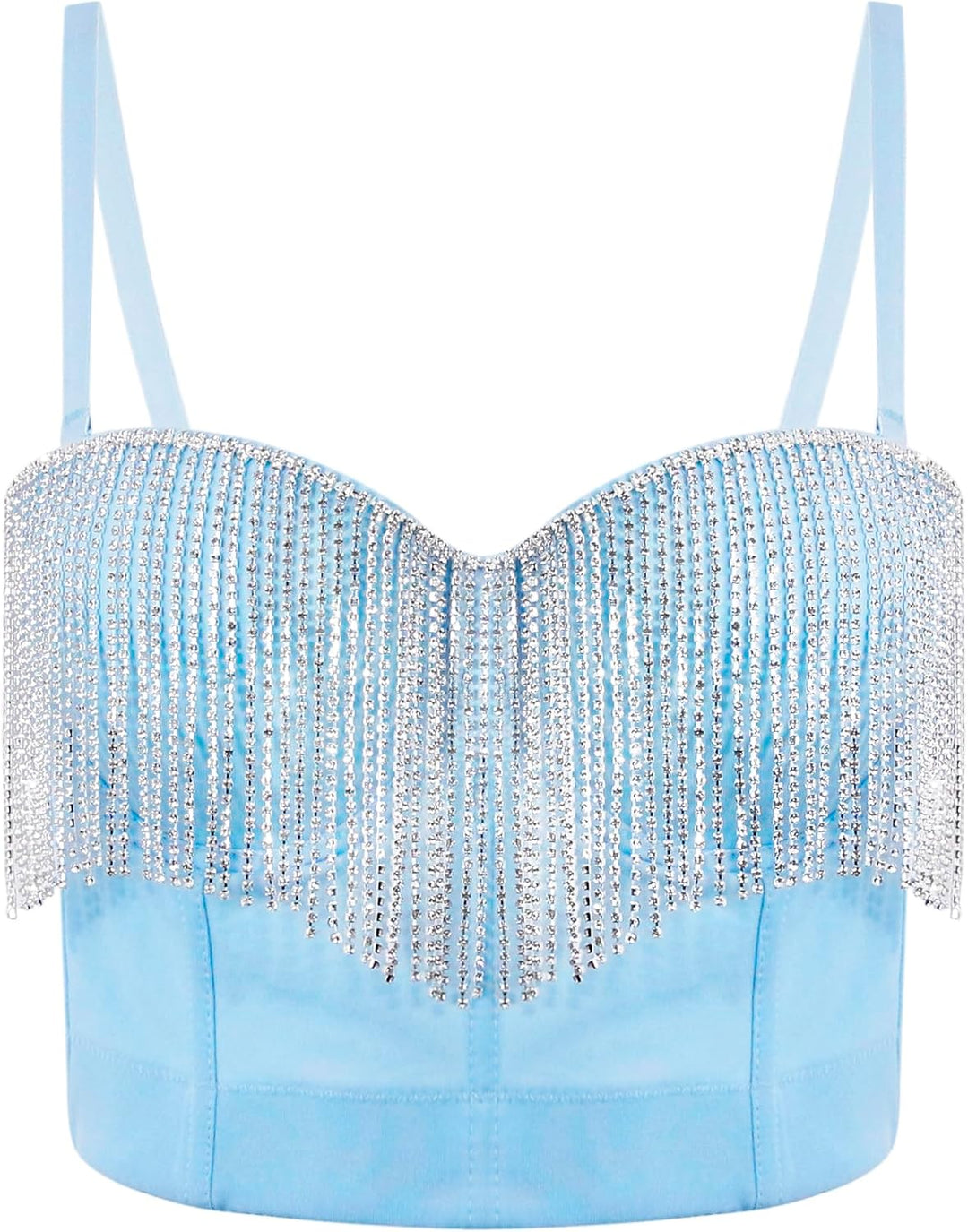 Naimo Damen Sexy Strass Quaste Bustier Push Up Crop Top Korsett BH Glitzer Diamant Tank Top Weste Pa