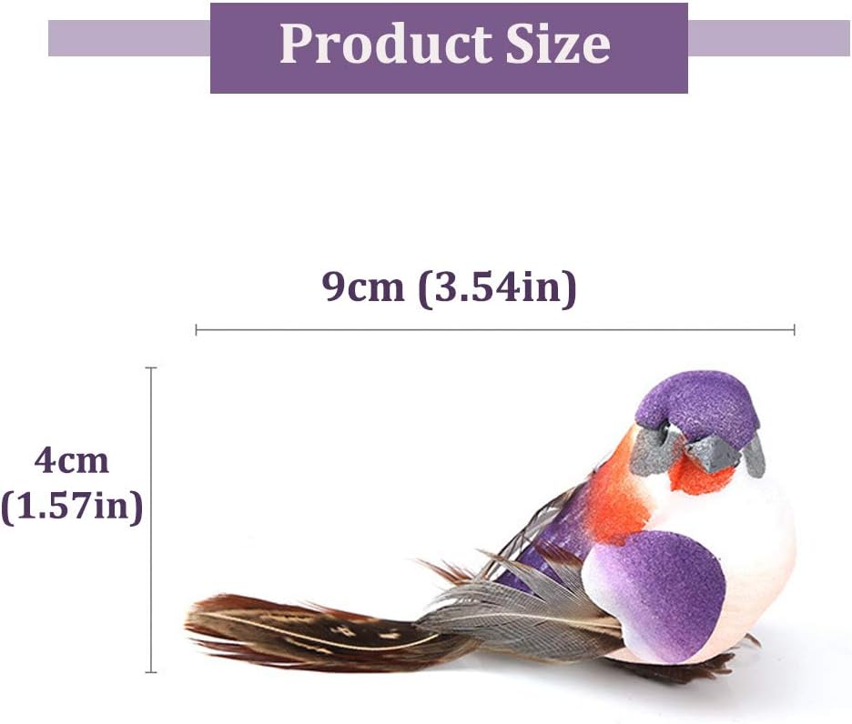 Yolococa Künstliche Vögel aus Federn mit Klammern, Weihnachtsbaum, Dekoration, Vogelornamente, Mehrf