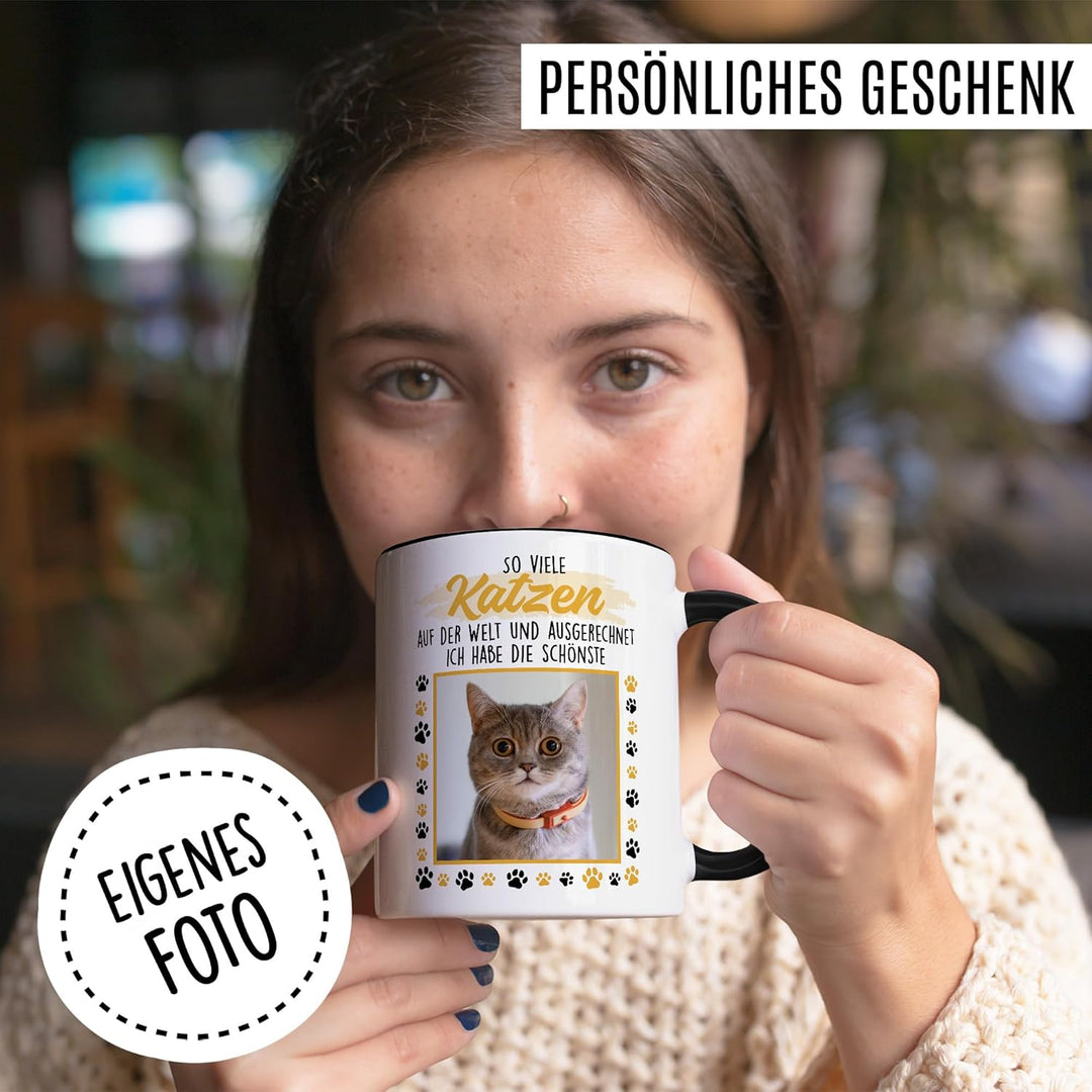 Tasse Katze personalisiert Geschenk So viele Katzen und ich habe die schönste, Kaffeetasse eigenes B