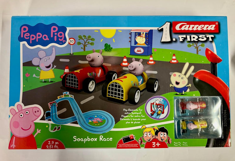 Carrera FIRST Peppa Pig Soapbox Race Rennstrecken-Set I elektrische Rennbahnen und Slotcars im Masss