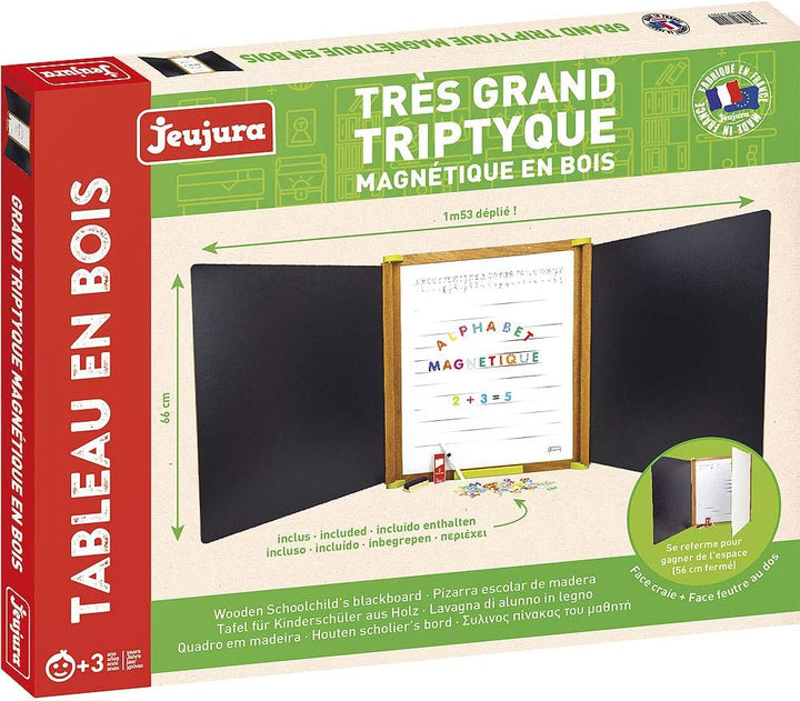 JEUJURA jeujuraj8799 Triptychon Bord in Natur Holz (Grosse)