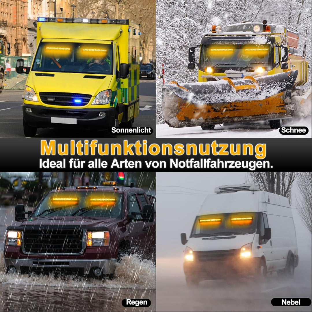 ROUTEKING 12V/24V Warnleuchte 32 LED Frontblitzer - 23 Modi Blitzleuchte 2x42.6cm Starker Rundumleuc