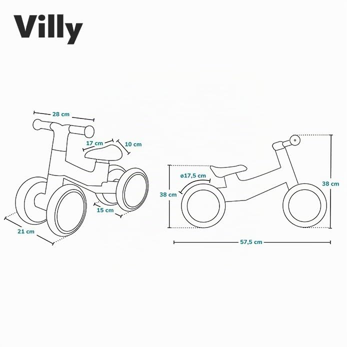 LIONELO VILLY Leichter Laufrad Kinderlaufrad 4 Räder ab 1 bis 3 Jahre alt (bis 30 kg), vordere Dämpf