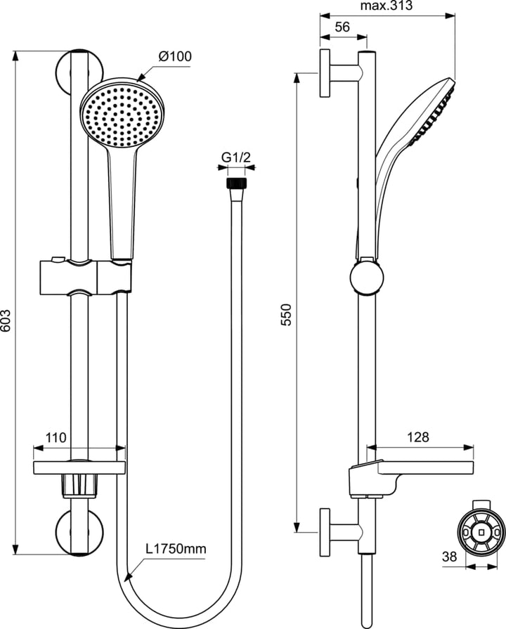 Ideal Standard B9412AA Idealrain Brausekombination Aufputz