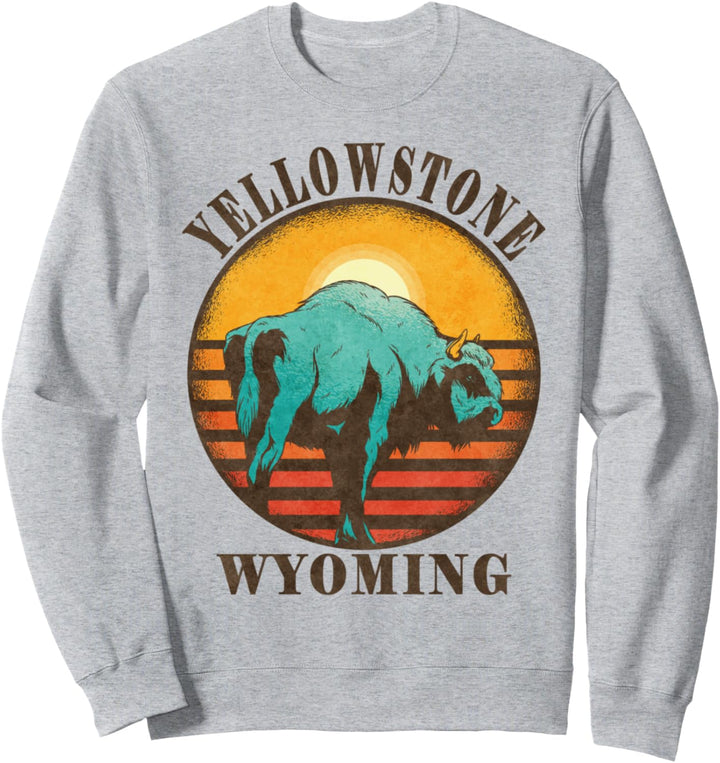 Yellowstone Wyoming US National Park Bison Wandern Camping Sweatshirt