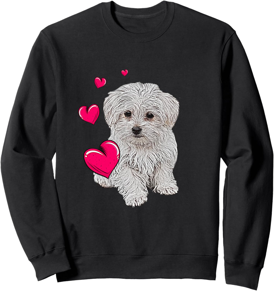 Shirt mit Malteser Hund und Herz lustiges Hundemotiv Sweatshirt