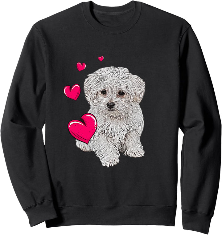 Shirt mit Malteser Hund und Herz lustiges Hundemotiv Sweatshirt