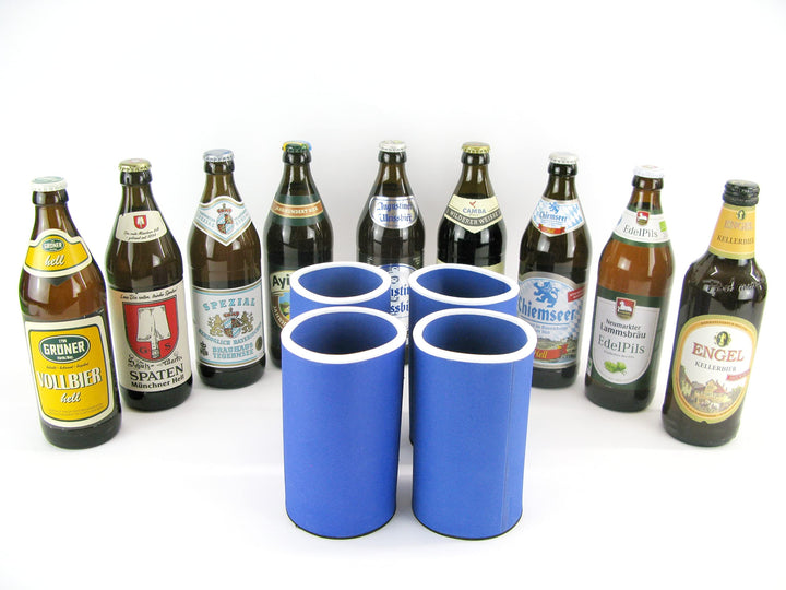 4er Set Bayrische Biere blau - Getränkekühler - Bierkühler - Flaschenkühler für alle genormten 0,5L