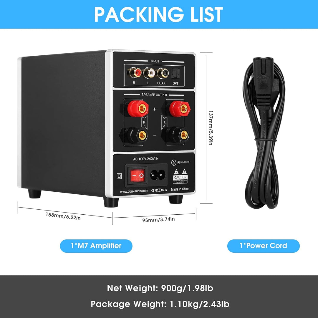 HiFi Dual MIC Digital Verstärker Bluetooth Empfänger USB Player S/PDIF Audio Power Amplifier Karaoke