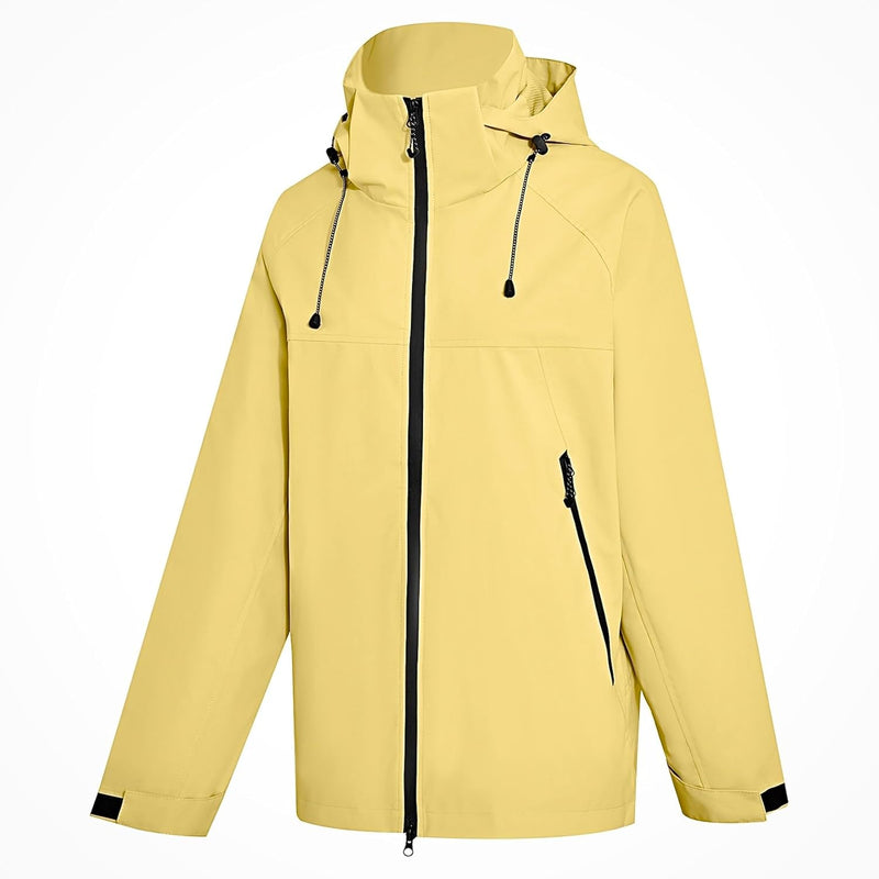 Damen Wasserdicht Regenjacke Leichte Wasserdicht Outdoorjacke Atmungsaktiv & Winddicht, Verstellbare