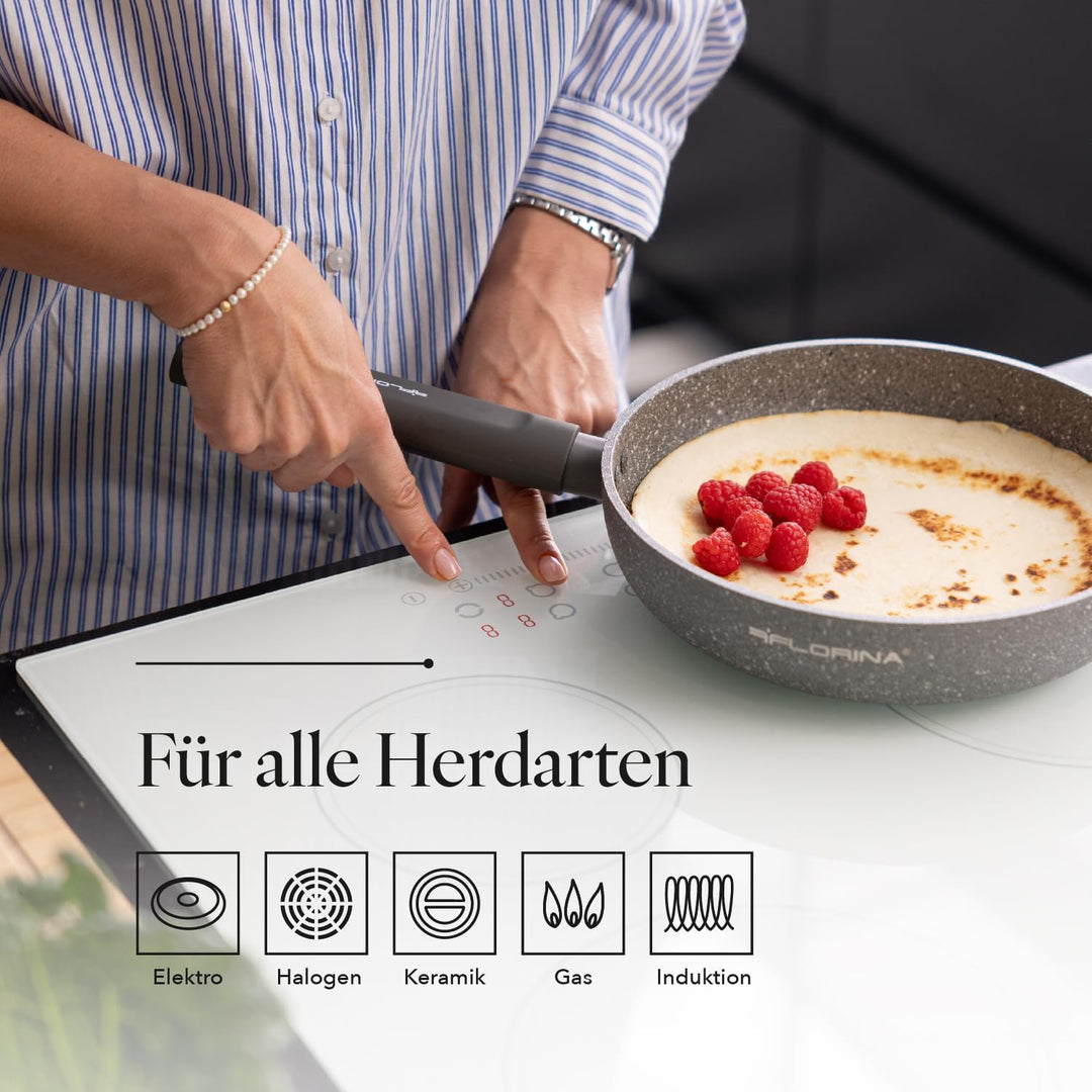 Florina - Bratpfanne aus Aluminium LAVA STONE | 28 cm Durchmesser | Tiefe Pfanne Induktion | Antihaf