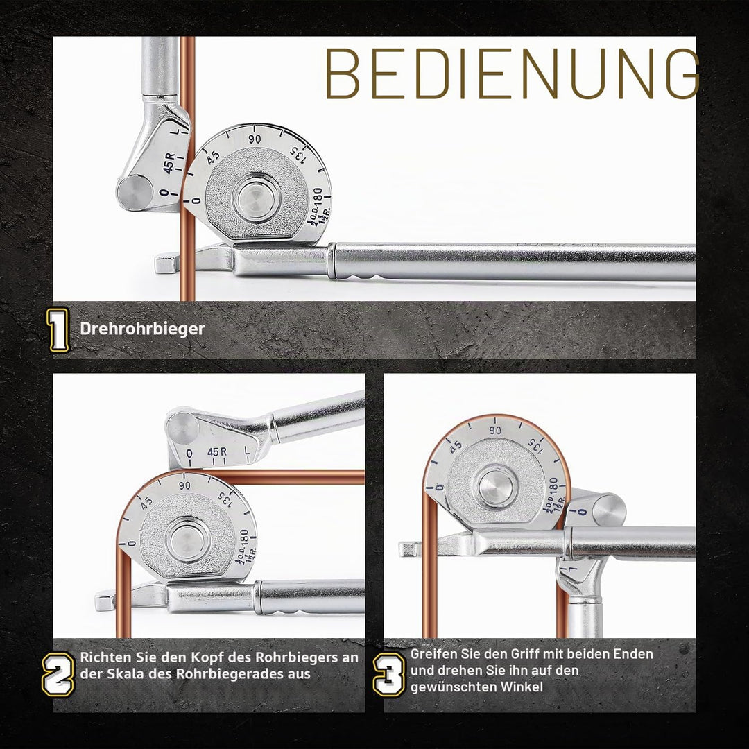 CGOLDENWALL Manuelle Rohrbiegemaschine 1/2'' Aussendurchmesser Hochleistungs-Rohrbieger 0-180 Grad f