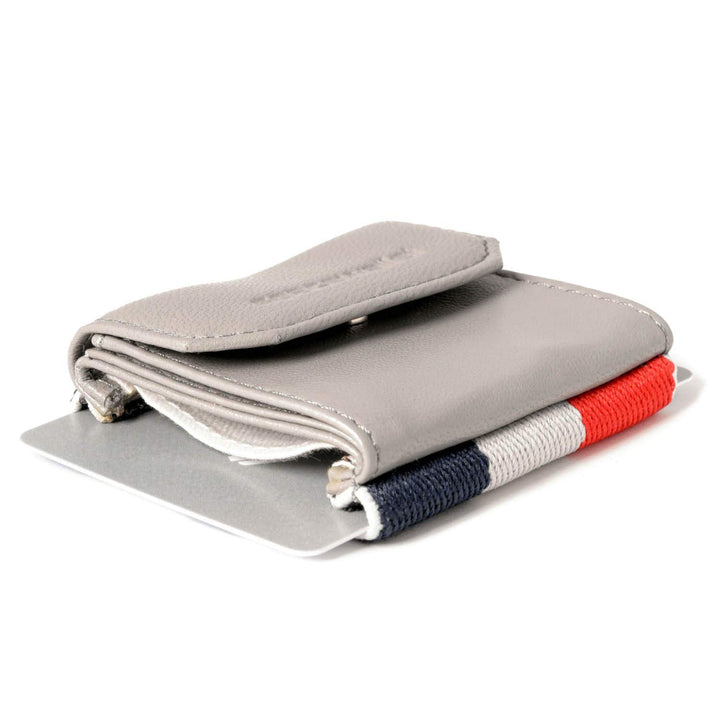 Space Products ® Mini Geldbörse grau-gestreift I Sehr kleines Echtleder Wallet/Portemonnaie mit Münz