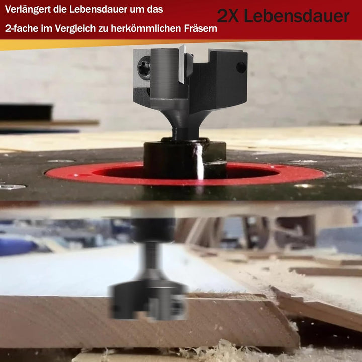 Planfräser 8mm Schaft 3 Flöten mit Austauschbaren Hartmetallmessern(12x12x1.5mm, 35°) für Holz Durch